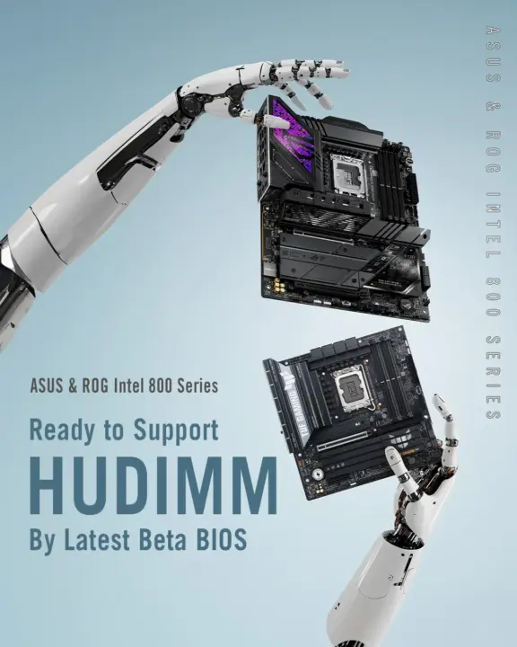 ASUS ROG Enables 32-bit Single-Sub-Channel HUDIMM on Intel 800-Series Motherboards