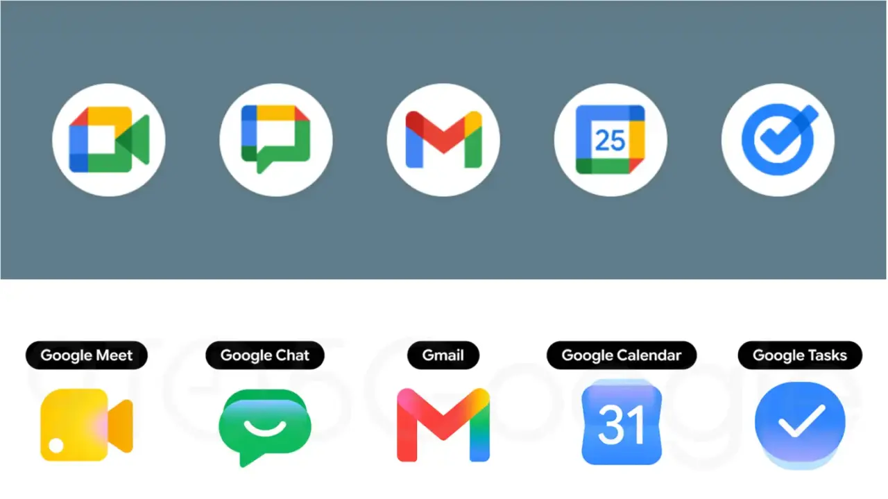 Google Workspace Icons Get Gradient Redesign: Drive, Gmail, Docs, Sheets, Slides, Meet, Calendar, Keep, Forms, Sites