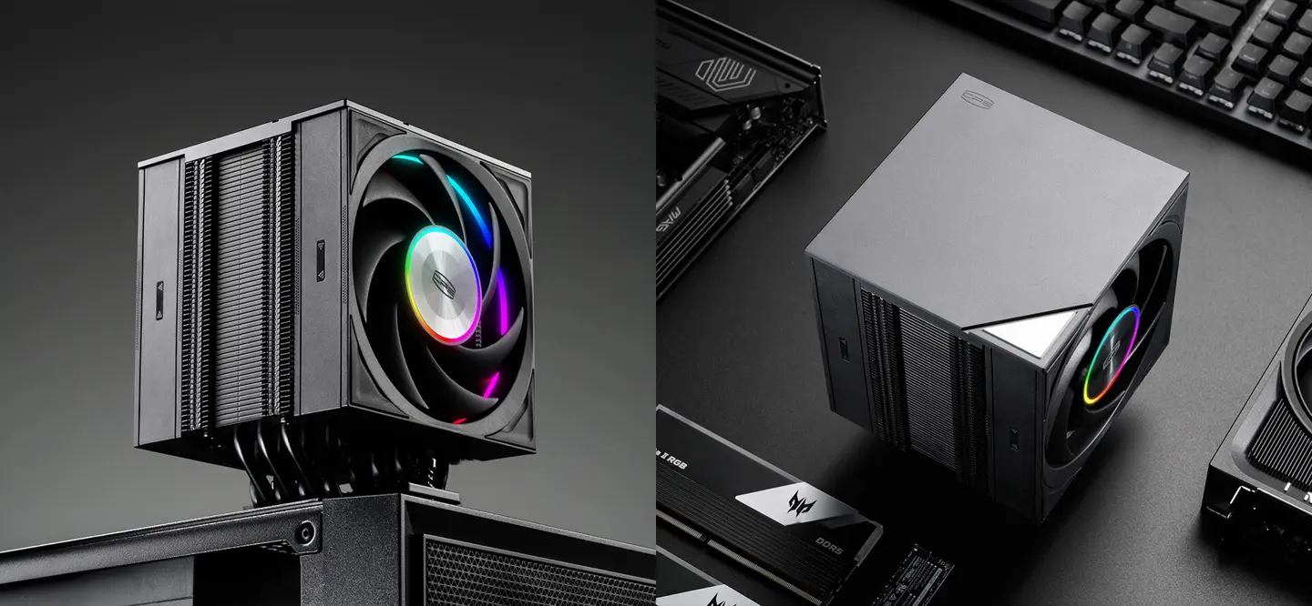 PCcooler RZ700D Pro ARGB cooler with dual fans and seven heat pipes