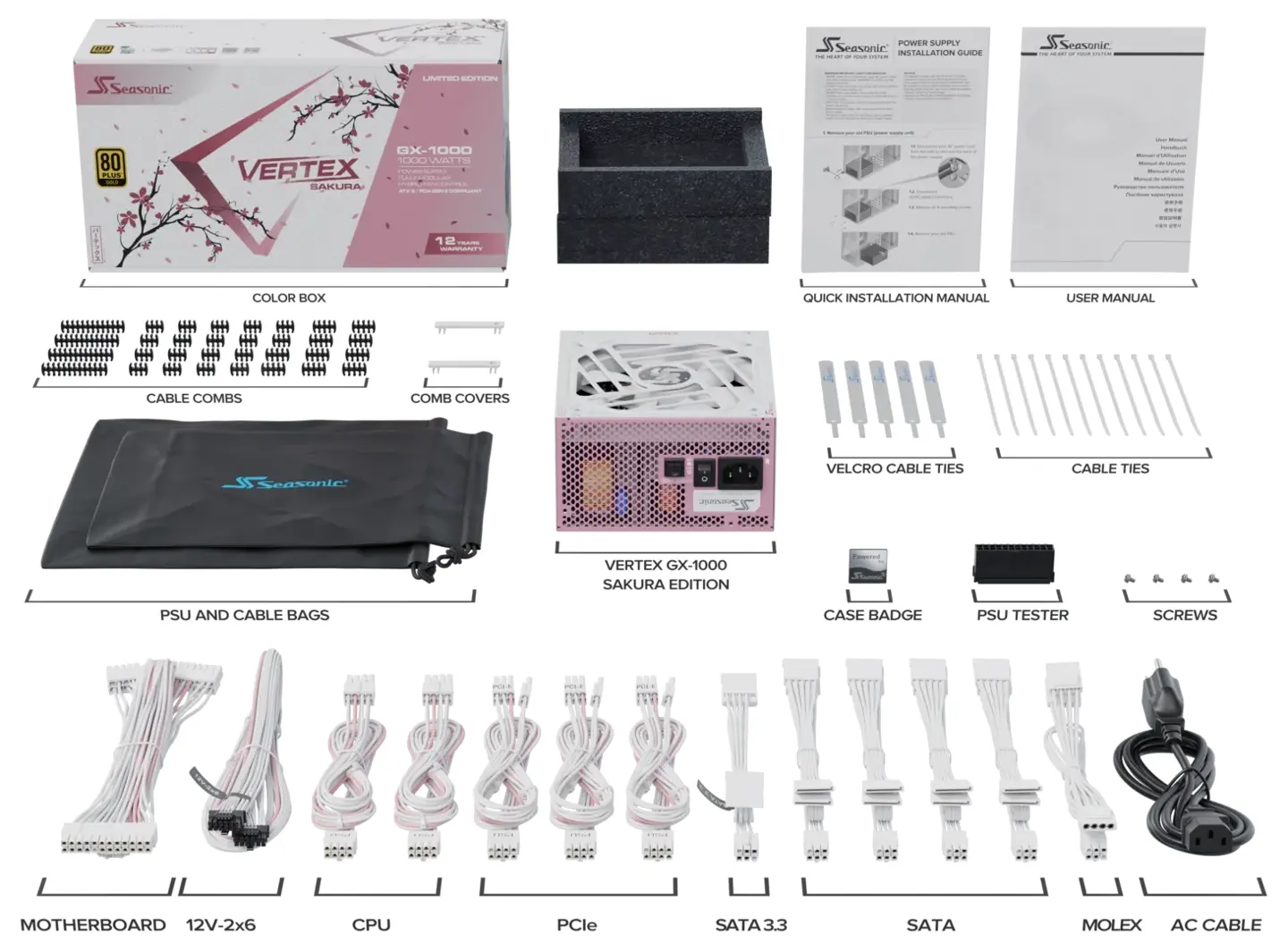 Seasonic Focus GX-1000 ATX 3.1 Sakura Edition power supply unit