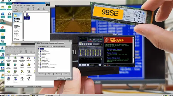 Performance comparison showing legacy PCI bus speeds versus modern PCIe 4.0 platform capabilities
