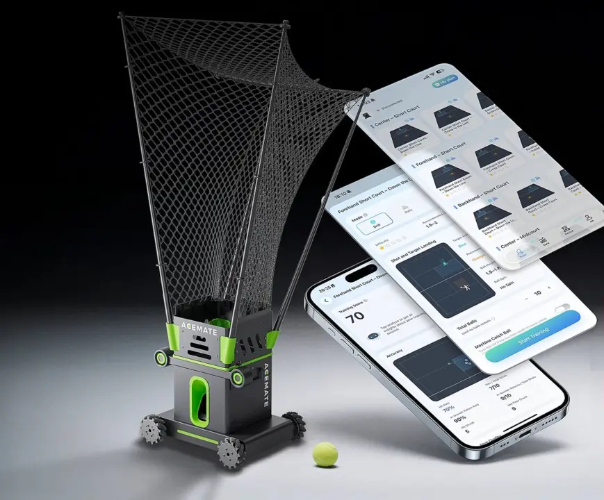 Acemate AI Tennis Robot V2 Update Adds Advanced Drill System for NTRP 1.0 to 5.0
