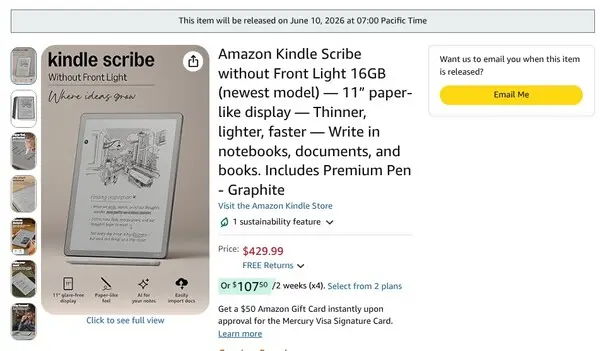 Amazon Kindle Scribe without Front Light e-reader