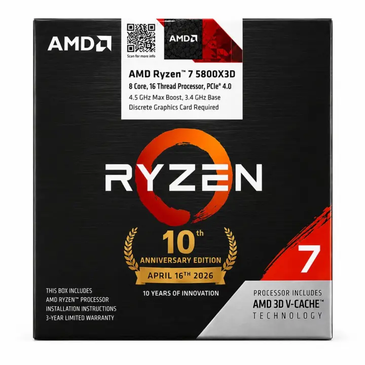 AMD Ryzen 7 5800X3D 10th Anniversary Edition Box Photo