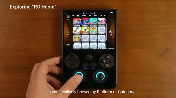RG Home interface blends Android desktop environment with dedicated gaming layout on Anbernic RG477V