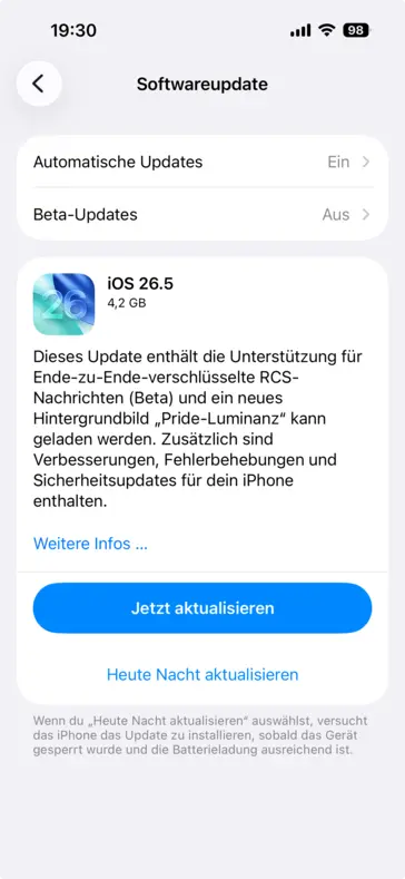 Beta Rich Communication Services enable encrypted messaging between iPhone and Android devices.
