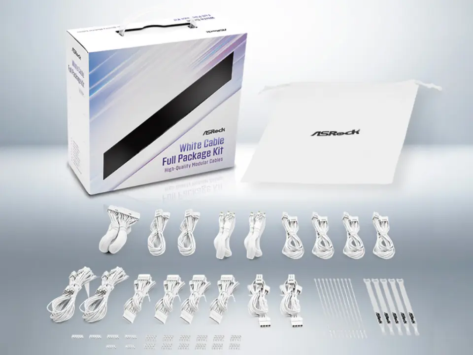ASRock Launches White Cable Full Package Kit with NTC-Equipped 12V-2×6 Cables