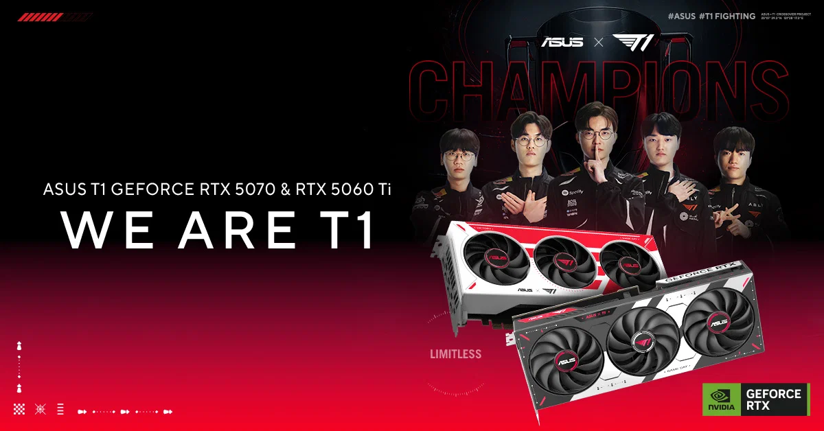 ASUS and T1 Launch Limited Edition GeForce RTX 5070 and RTX 5060 Ti