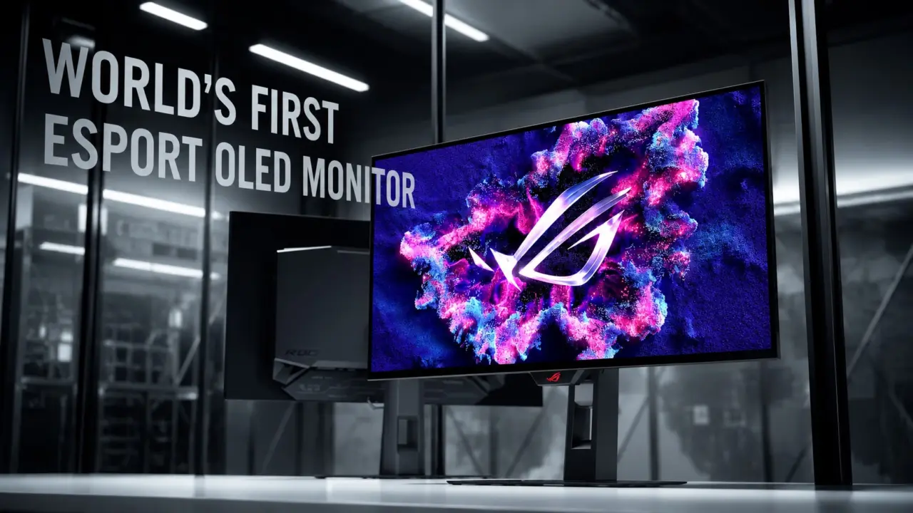 ASUS ROG OLED Gaming Monitor display showing high refresh rate gameplay