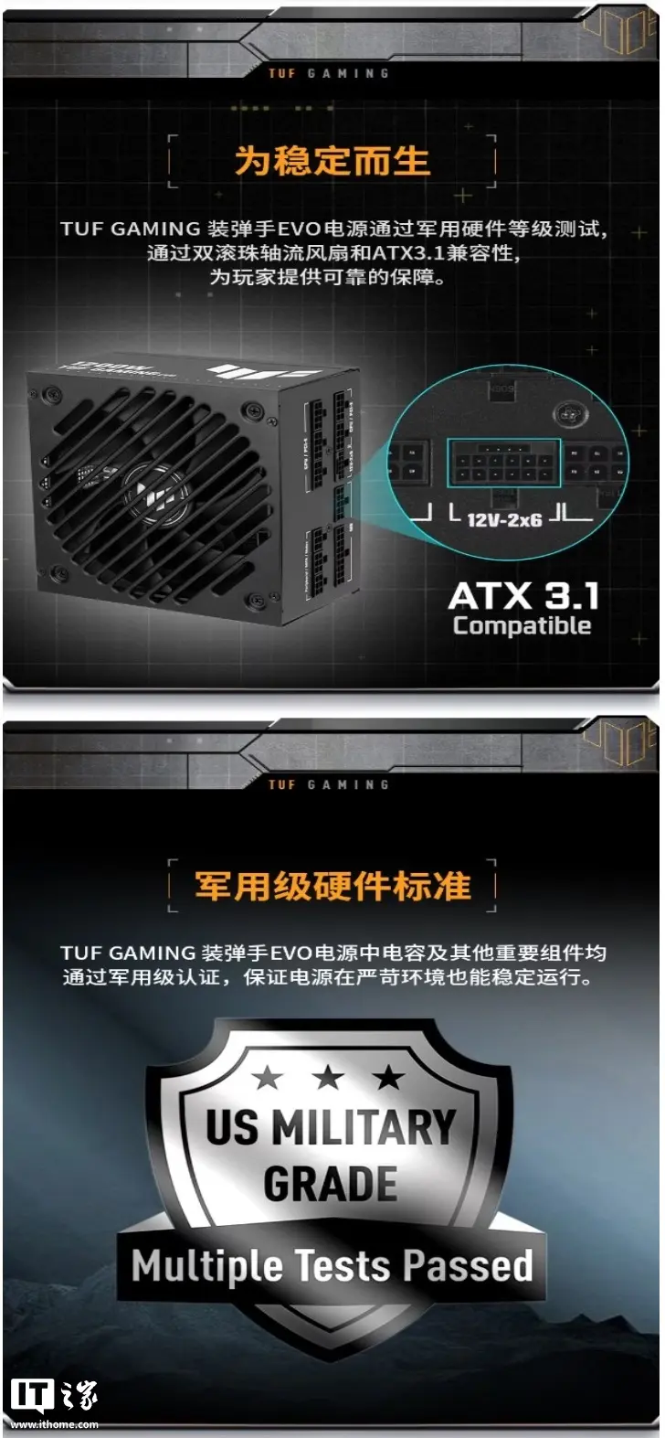 ASUS TUF GAMING 1000W Bullet Hand EVO fully modular power supply