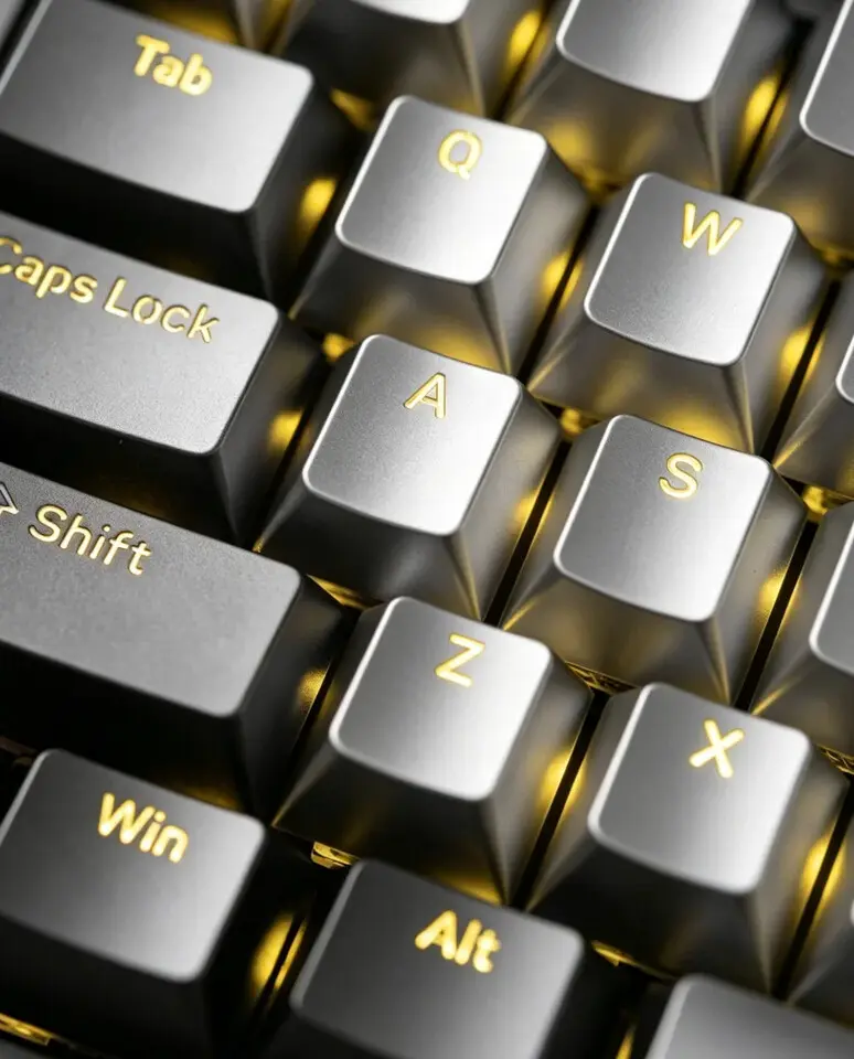 Awekeys translucent metal keycaps with RGB lighting through engraved legends