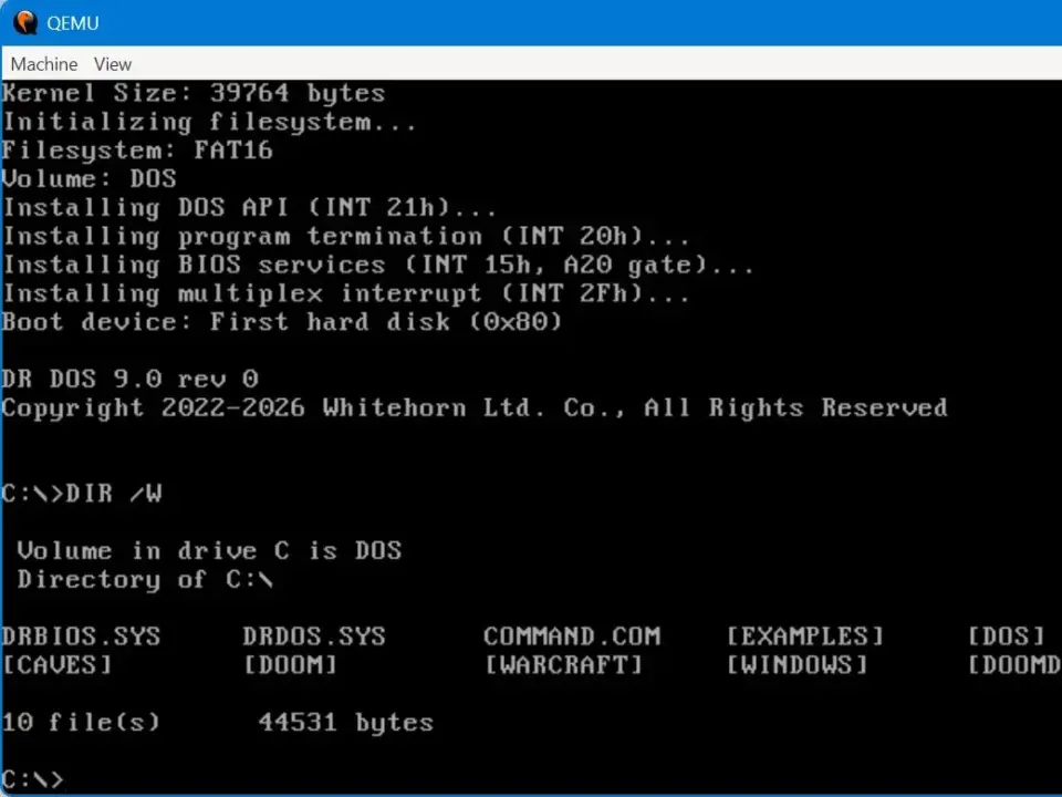 DR DOS 9.0 Revision 648 Released by Whitehorn Ltd. Co.