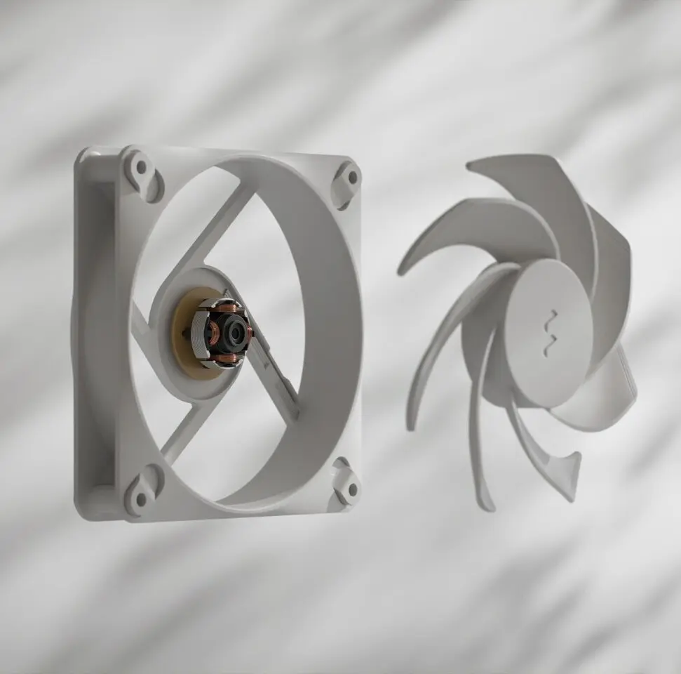 Dynamic 3 fans utilize rifle bearings and curved blades for stable airflow with minimal noise.