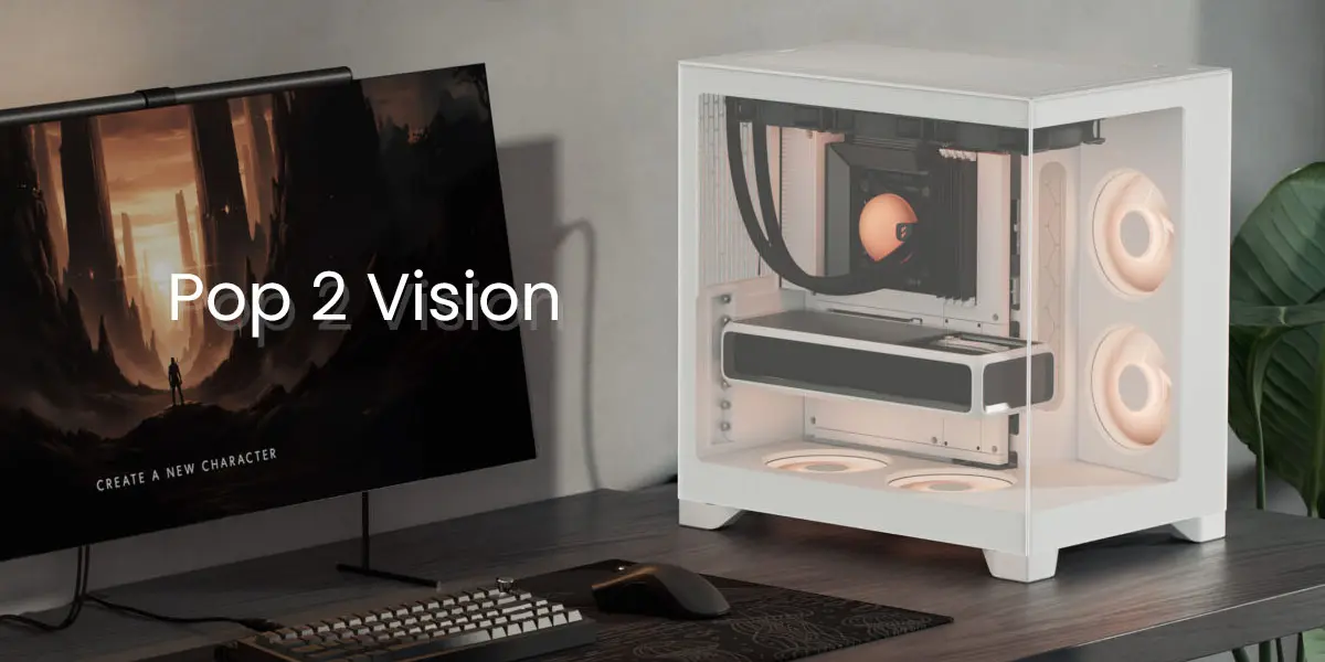 Fractal Pop 2 Vision dual-chamber PC case with panoramic view