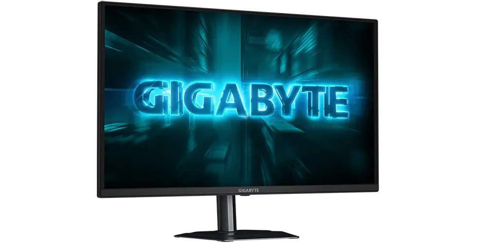 GIGABYTE GO27Q24A gaming monitor front view with QD-OLED panel and adjustable stand