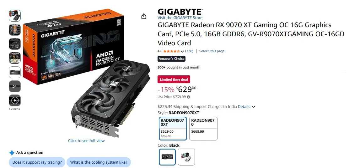 GIGABYTE Radeon RX 9070 XT Gaming OC triple-fan design