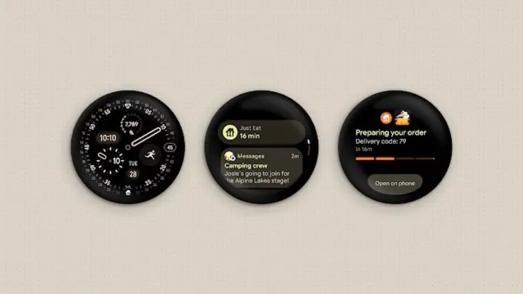 Pixel Watch 4 running Wear OS 7 with workout app UI