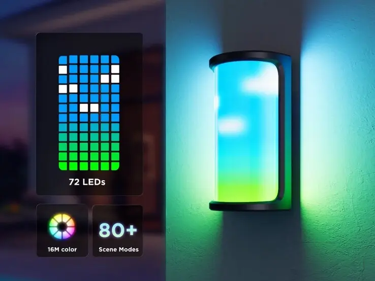 Govee Outdoor Wall Light Pro with 2000 lumens and 72 RGB LEDs