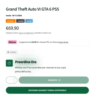 Grand Theft Auto VI pre-order listing on Showgame for PS5 and Xbox Series X