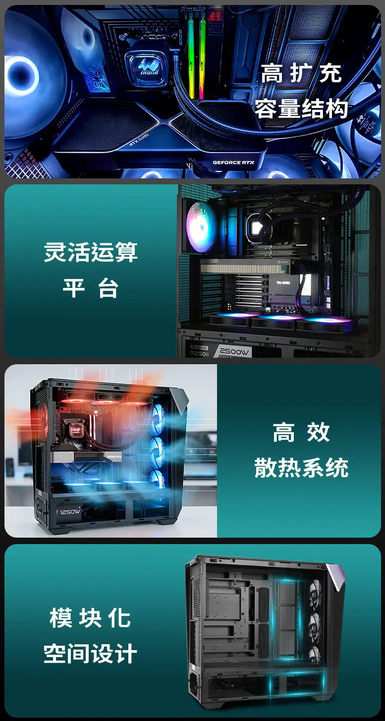 IN WIN covalent full tower workstation case interior showing EEB motherboard and drive bays