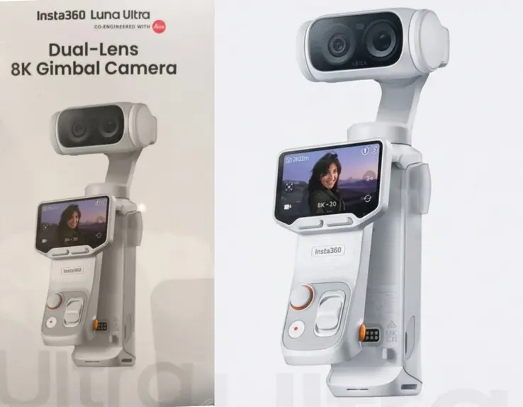 Insta360 Luna Ultra retail box showing remote control with OLED display