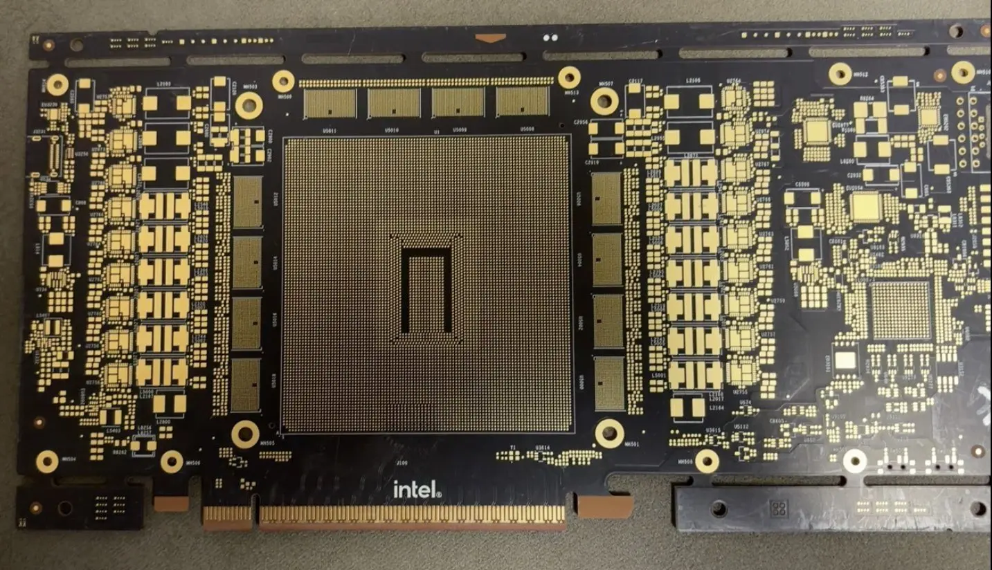 Intel Crescent Island Xe3P GPU PCB with 20 LPDDR5X modules
