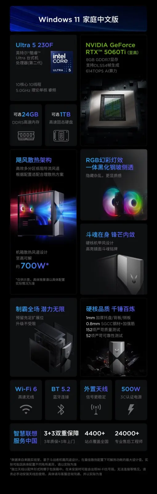Lenovo Dou Zhan Zhe Feng 7000 series gaming desktop front panel