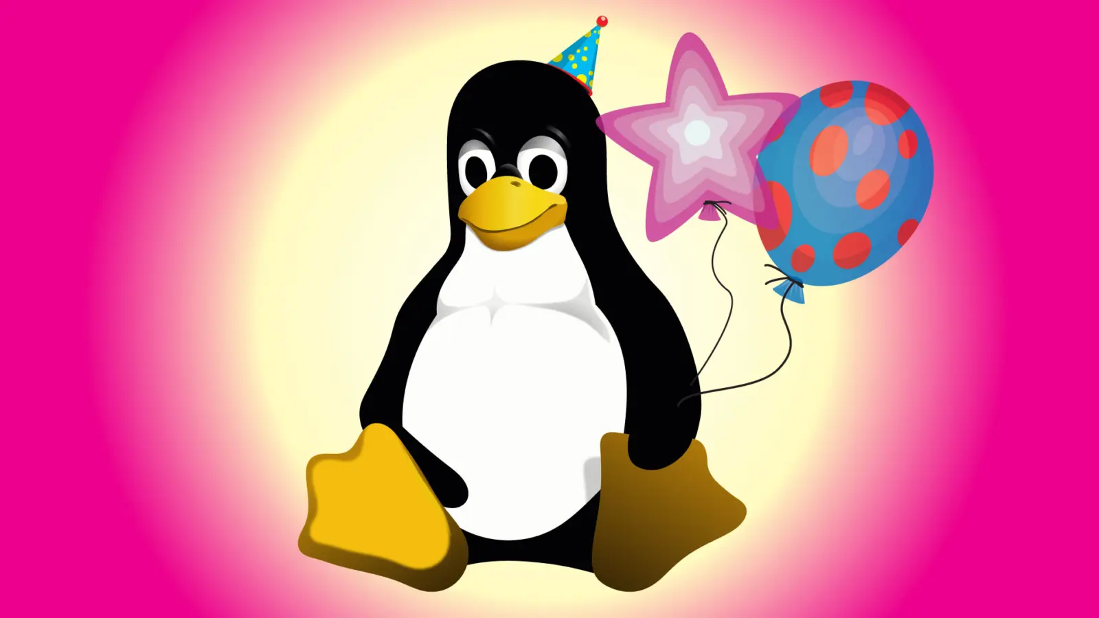 Tux the Linux mascot as a contented, slightly overweight penguin with a black brush outline
