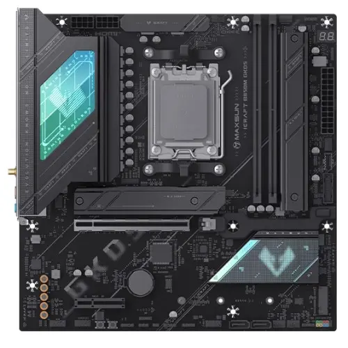 MAXSUN MS-iCraft B850M motherboards feature Skylight RGB alloy heatsinks and button-style GPU quick-release mechanisms.