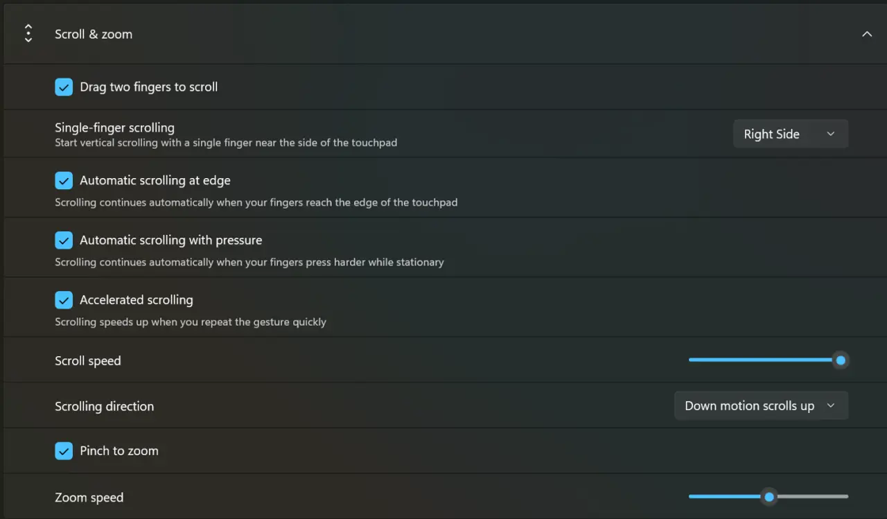 Windows 11 build 26300.8376 touchpad settings improvements