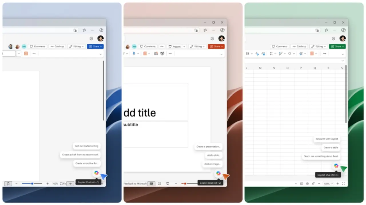 Microsoft 365 Copilot button with new docking option and keyboard shortcuts