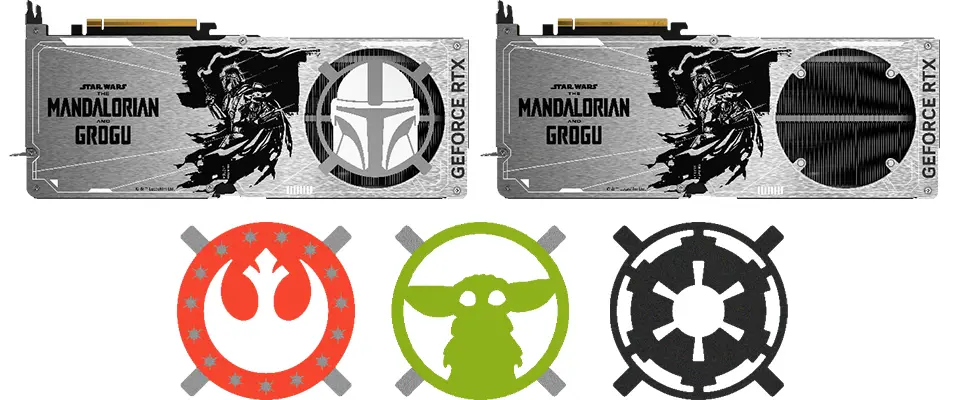 MSI GeForce RTX 5080 OC Star Wars Mandalorian Grogu Edition with swappable backplates and custom VGA holder