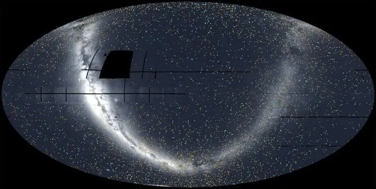 TESS exoplanet map with blue and orange dots showing confirmed and candidate planets