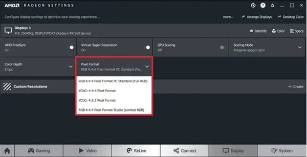 NVIDIA GeForce card HDMI output defaults to limited 16-235 color range on TV-like displays