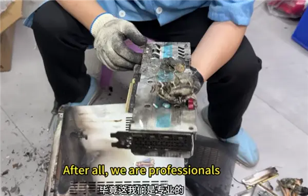 Repair technician's workbench with tools for GPU restoration
