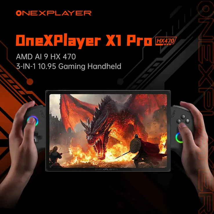 OneXPlayer X1 Pro with 10.95-inch display and 65 Wh battery supporting high-bandwidth OCuLink docking.