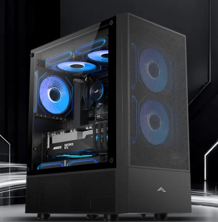 SAMA Xinfeng M5 Standard Edition PC case with black chassis and tempered glass side panel
