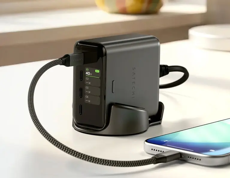 Satechi Launches ChargeView 140W Desktop Charger With Built-In Display