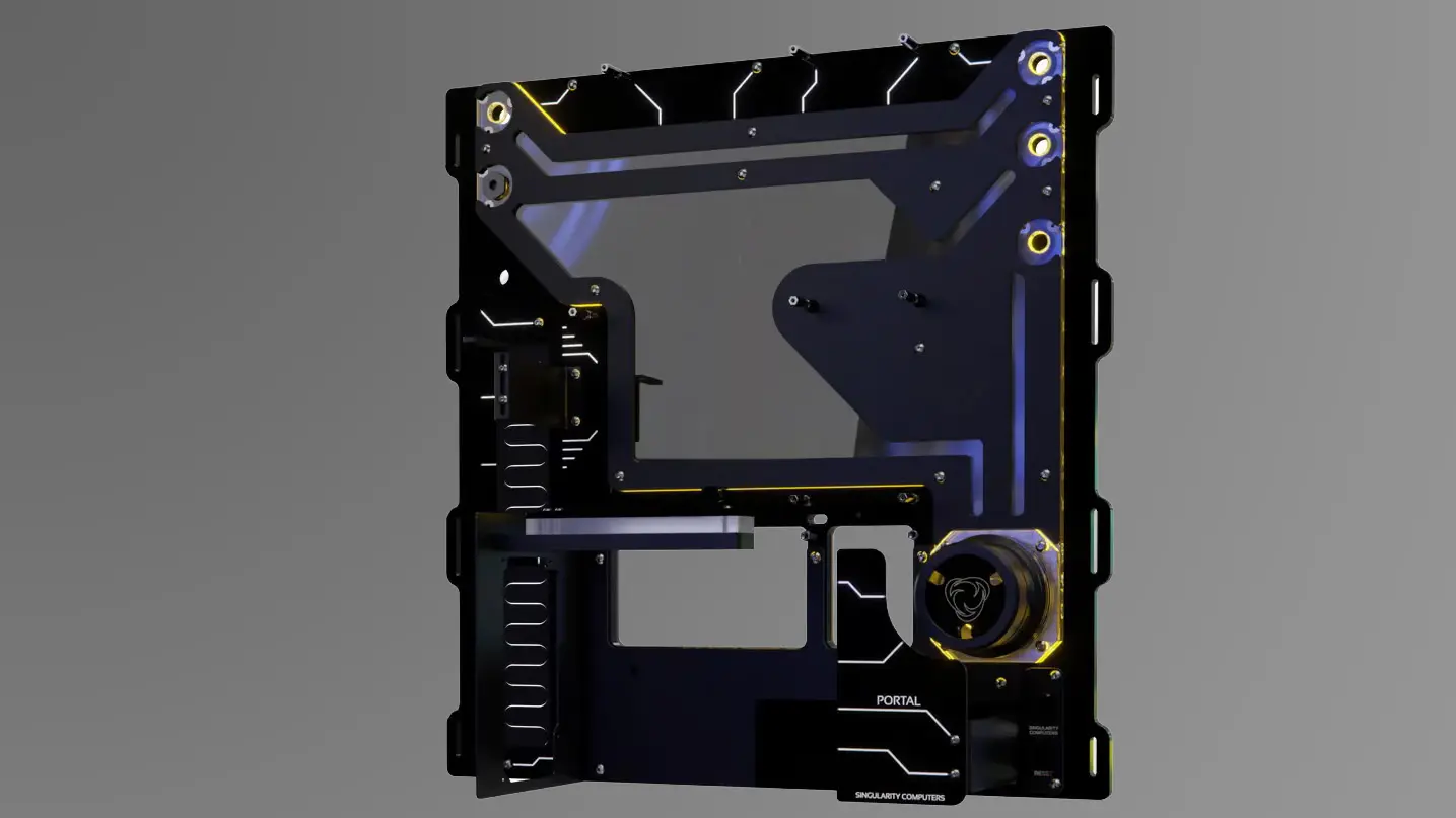 Singularity Computers Portal Advanced wall-mounted PC case front view