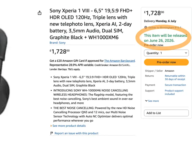 Sony Xperia 1 VIII 48MP periscope camera sensor