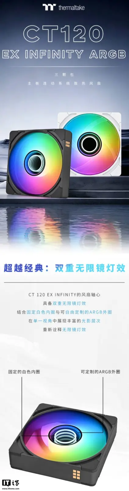 Thermaltake CT120 EX INFINITY ARGB fan with 120mm dimensions and 2000 RPM max speed