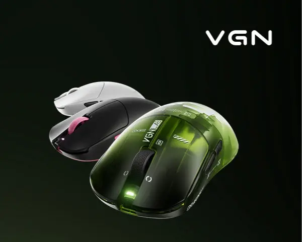 VGN Dragonfly F2 Master Edition GT mouse in White, Black-Pink, and Racing Green color options.