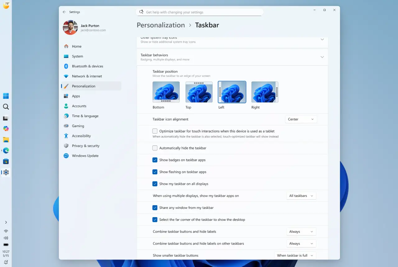 Windows 11 small taskbar mode reduces icon size