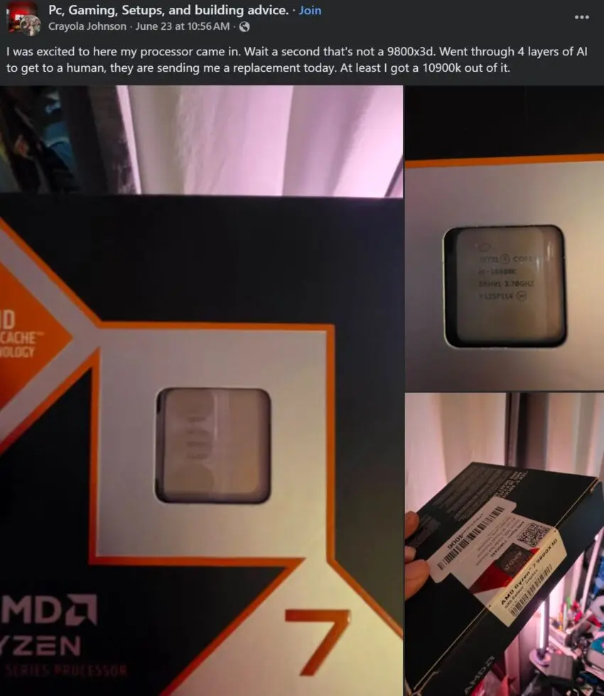 Sealed CPU box with mismatched processor inside