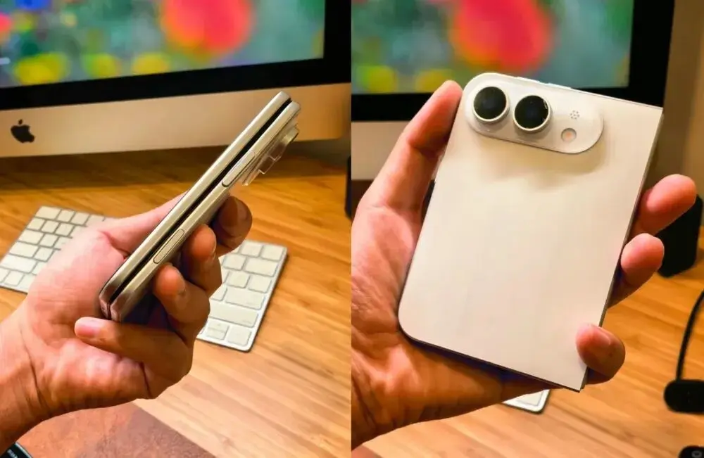 Concept art of a foldable iPhone with a 4:3 aspect ratio screen