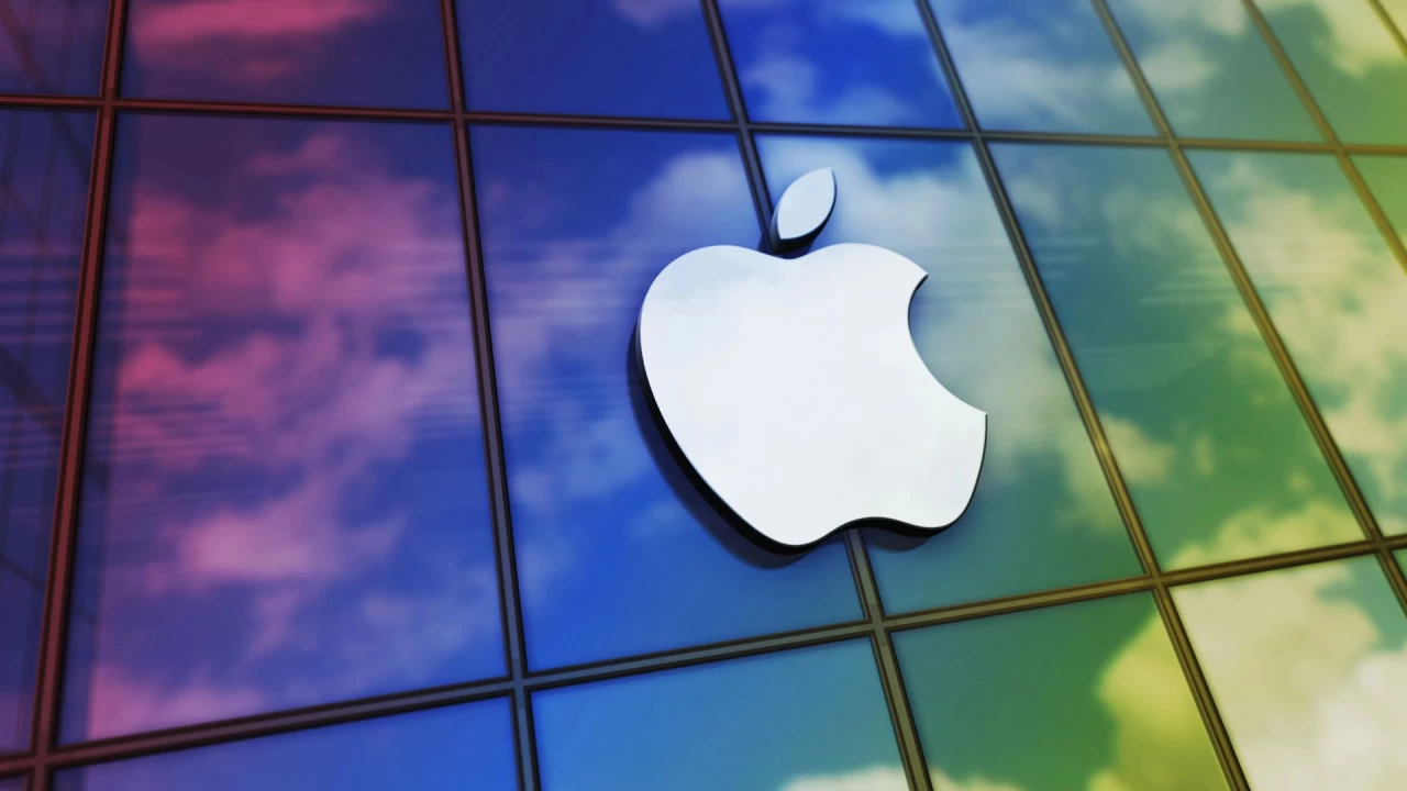 Apple logo on a dark background