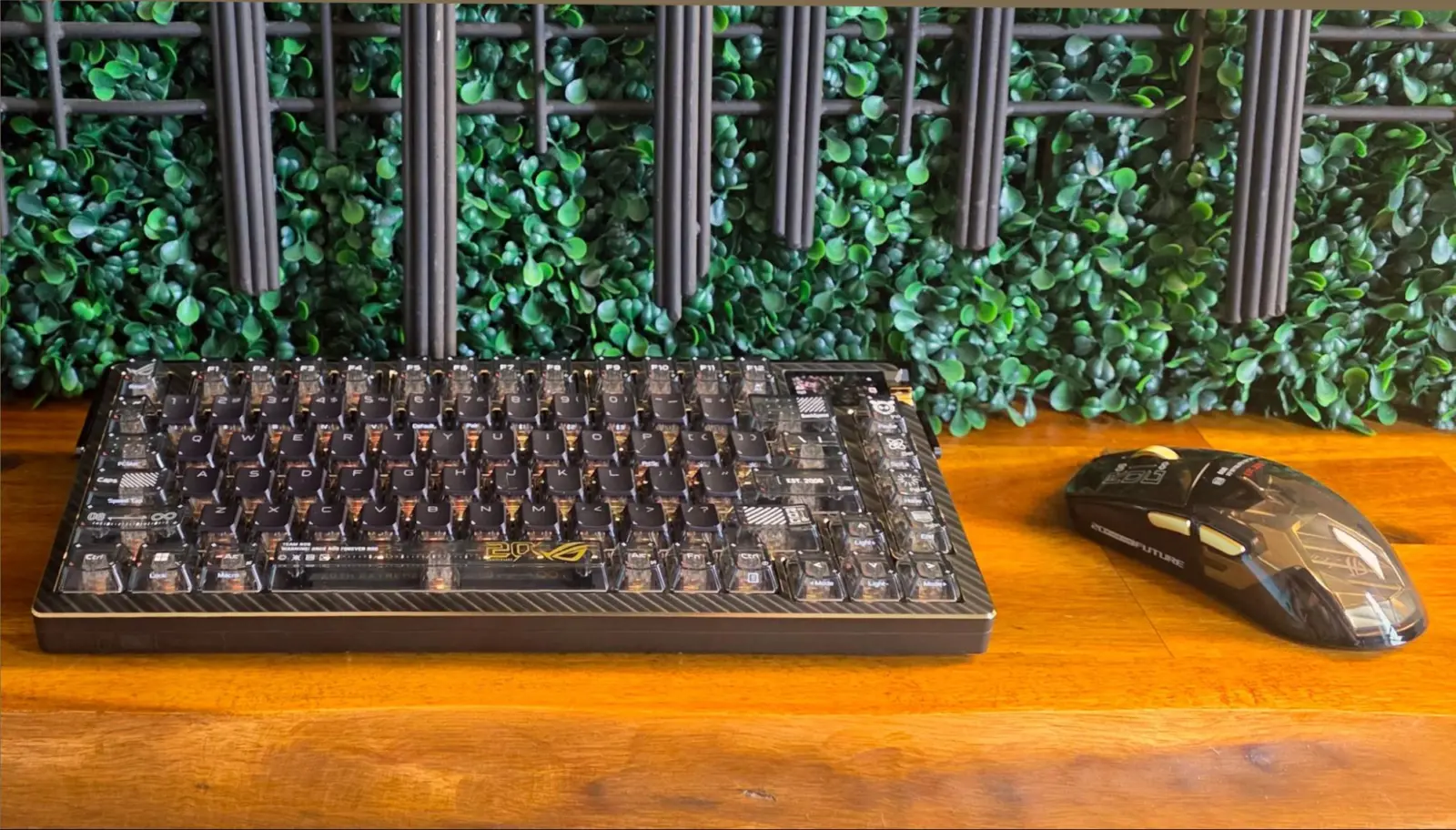 Asus ROG Azoth Extreme Edition 20 keyboard with gold accents and carbon fiber