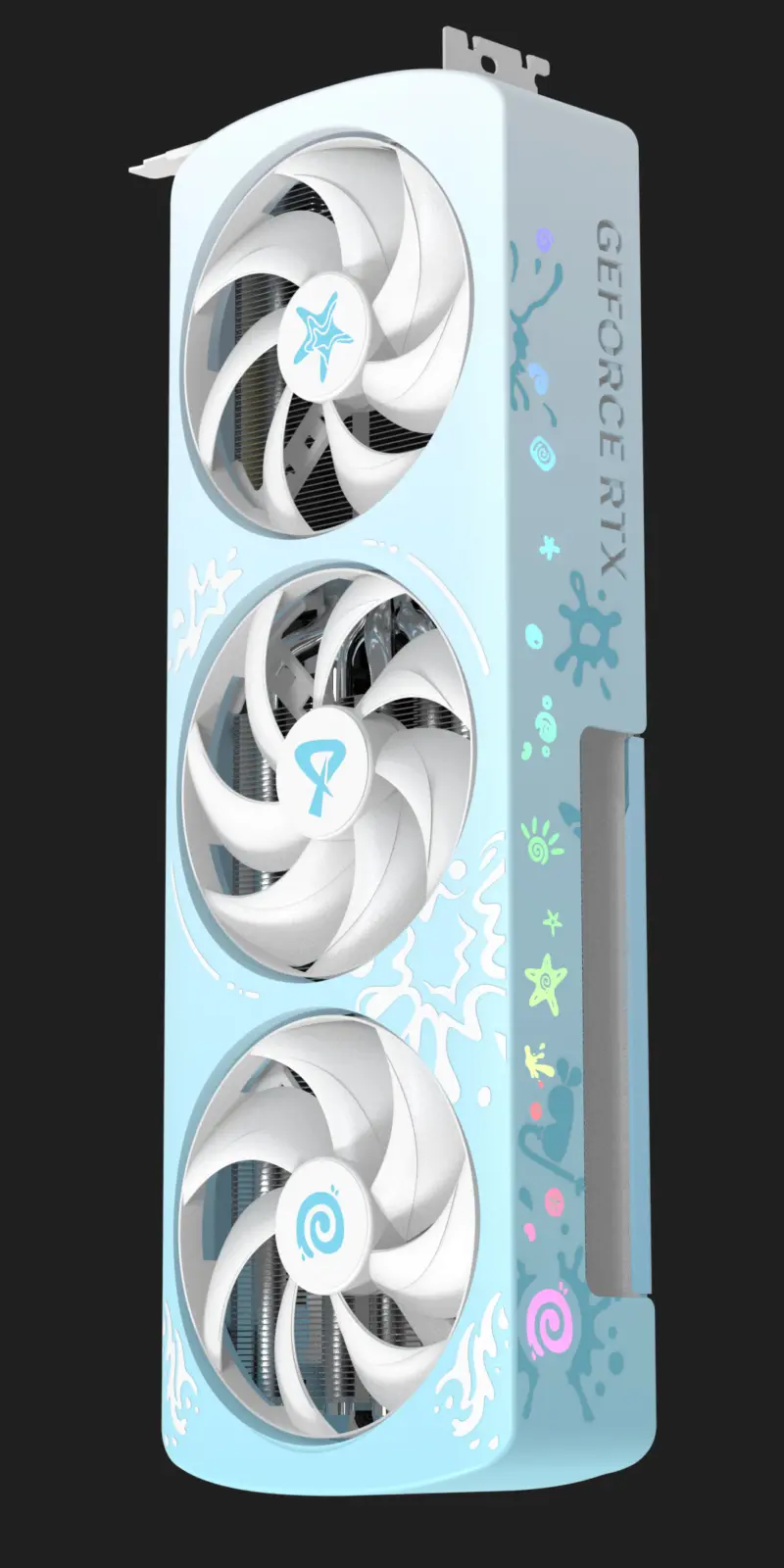 AX GAMING GeForce RTX 5070 Summer Limited Edition graphics card with white-to-light-blue gradient finish