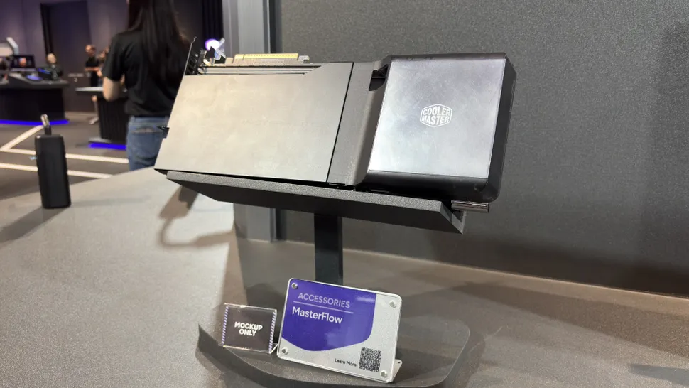 Cooler Master MasterFlow GPU Exhaust Accessory mounted on a blower-style graphics card