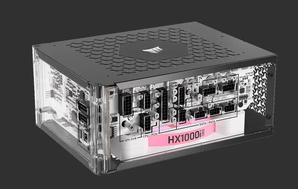 Corsair HX1000i SHIFT CRYSTAL transparent chassis design
